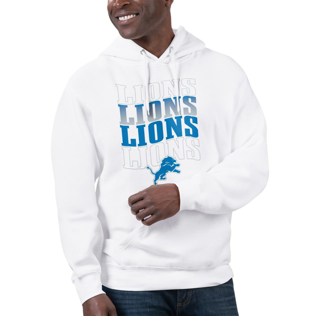 Detroit Lions Starter Unisex Name Drop Logo Pullover Hoodie - White discount