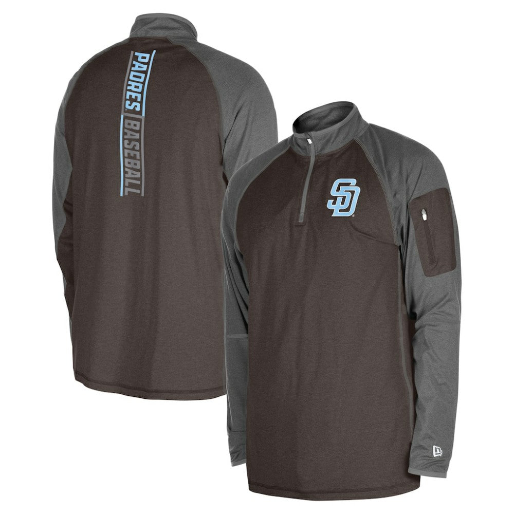 San Diego Padres Father's Day Raglan Quarter-Zip Top - Brown | New Era