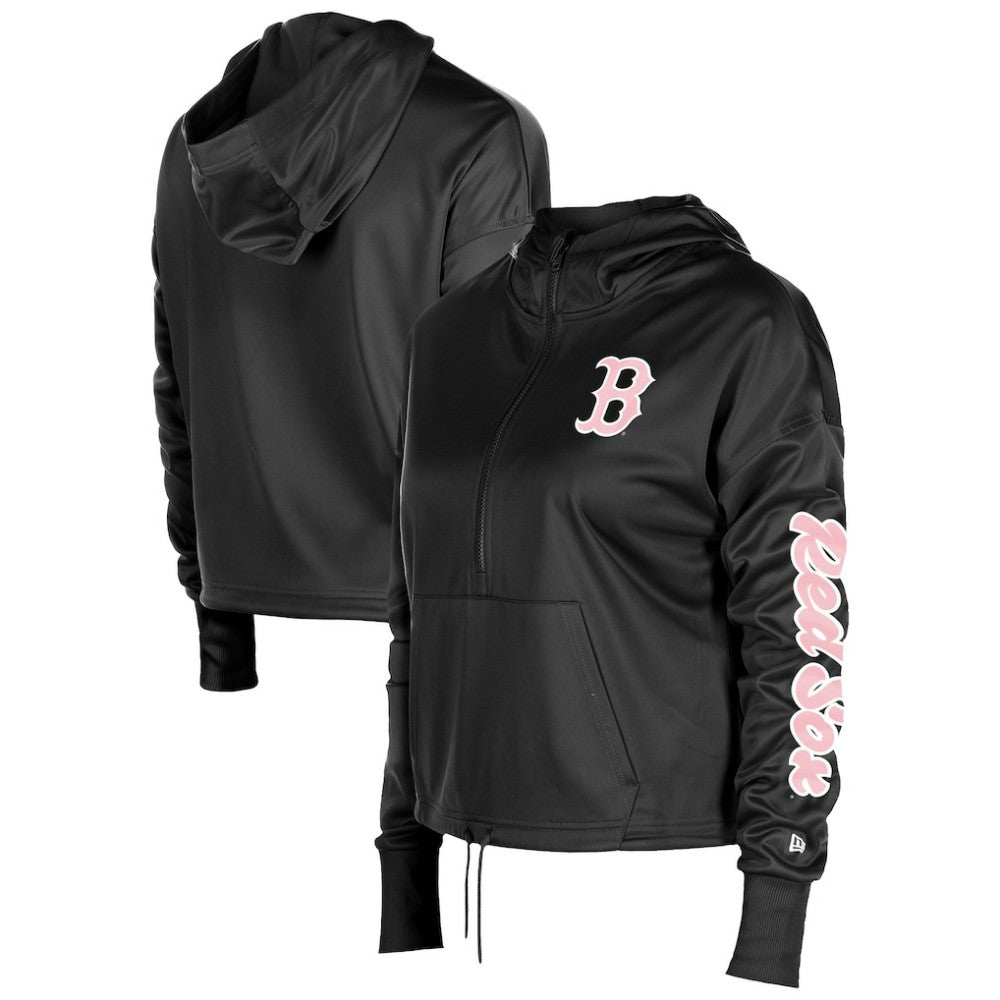 Boston Red Sox Women's Half-Zip Hoodie - Black | New Era