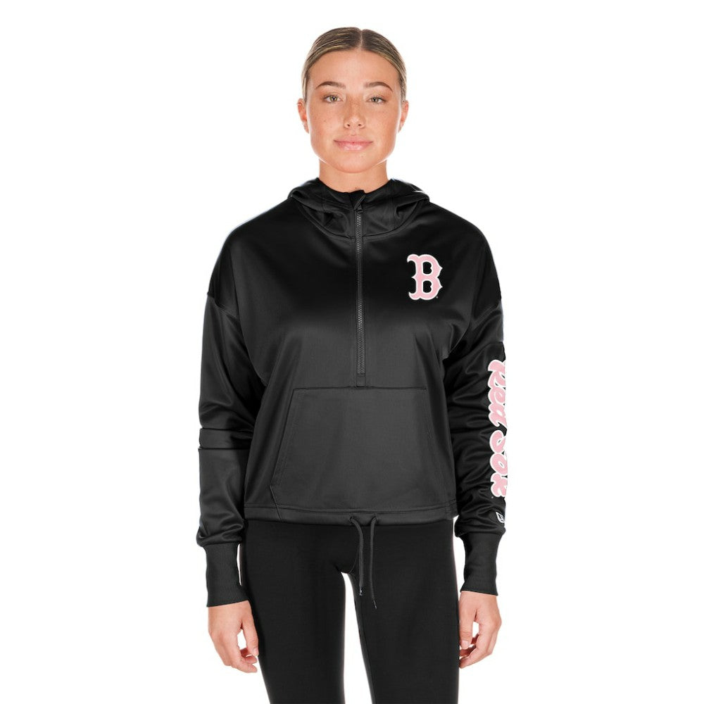 Boston Red Sox Women's Half-Zip Hoodie - Black | New Era