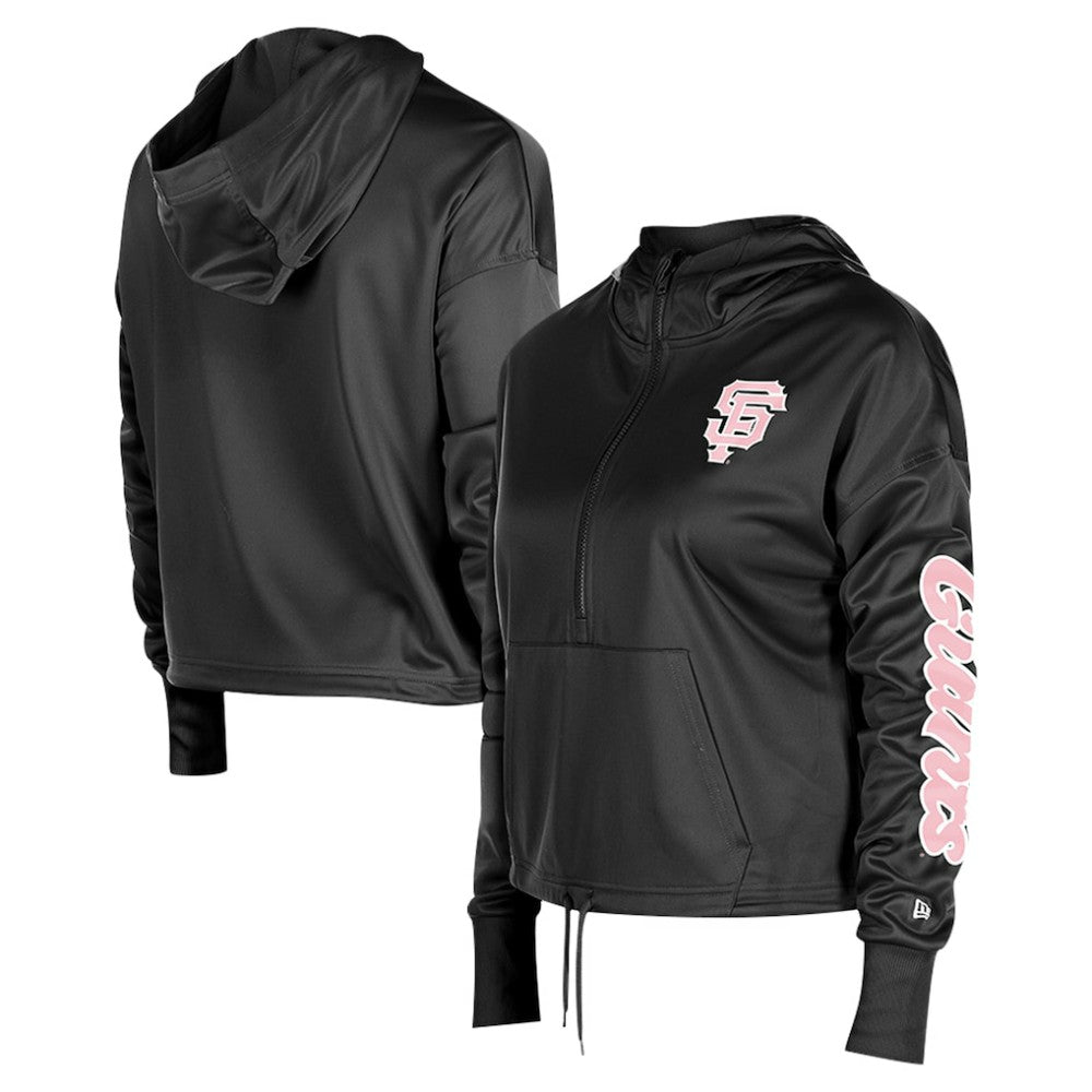 San Francisco Giants Women's Half-Zip Hoodie - Black | New Era
