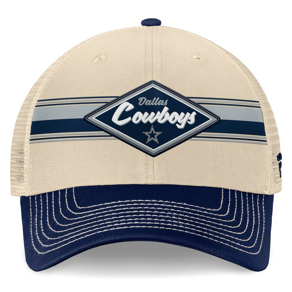 Dallas Cowboys Fundamentals Diamond Stripes Trucker Adjustable Hat - Stone/Navy cheap