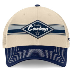 Dallas Cowboys Fundamentals Diamond Stripes Trucker Adjustable Hat - Stone/Navy cheap