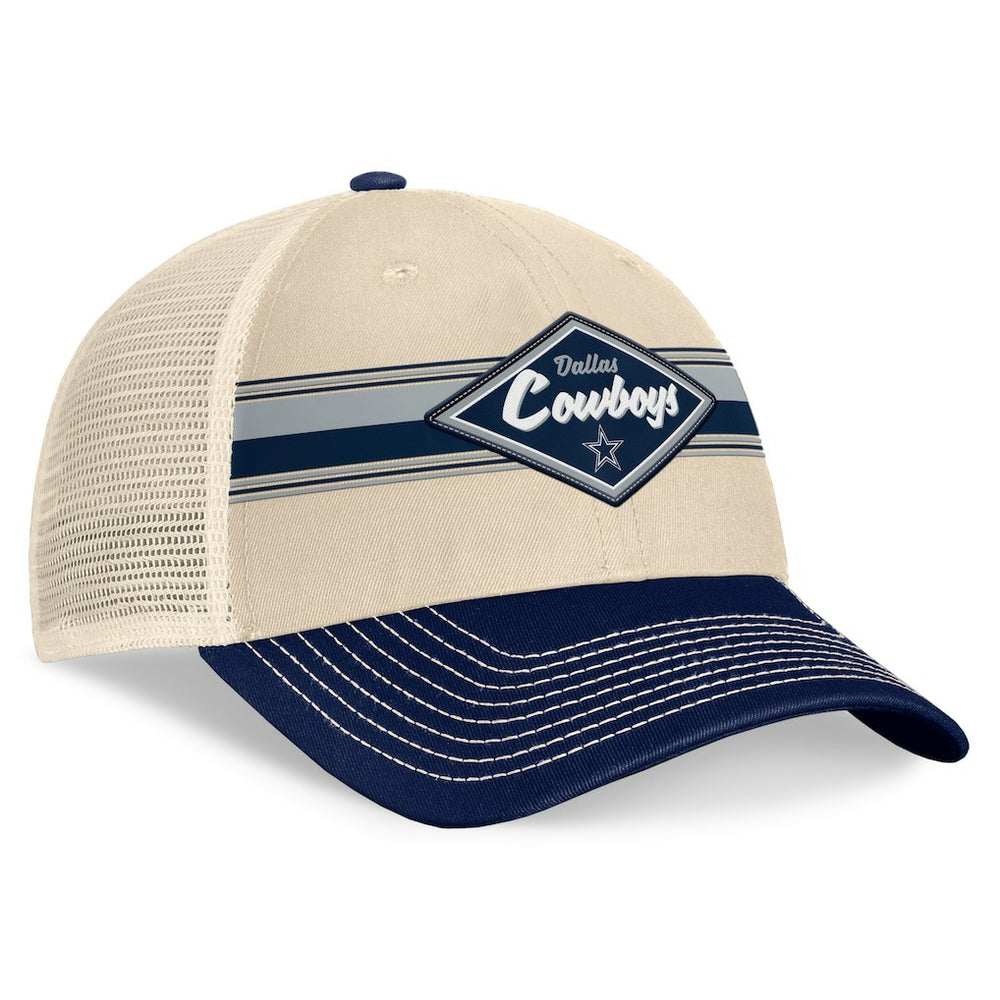 Dallas Cowboys Fundamentals Diamond Stripes Trucker Adjustable Hat - Stone/Navy cheap