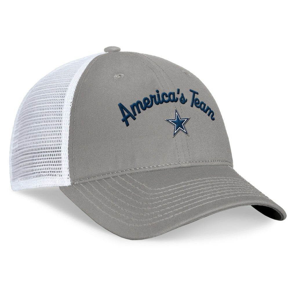 Dallas Cowboys Women's Fundamentals Slogan Trucker Adjustable Hat - Gray/White on sale