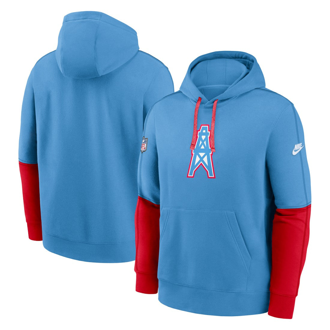 Tennessee Titans Oilers Throwback Alternate Logo Club Tri-Blend Pullover Hoodie - Light Blue | Nike outlet