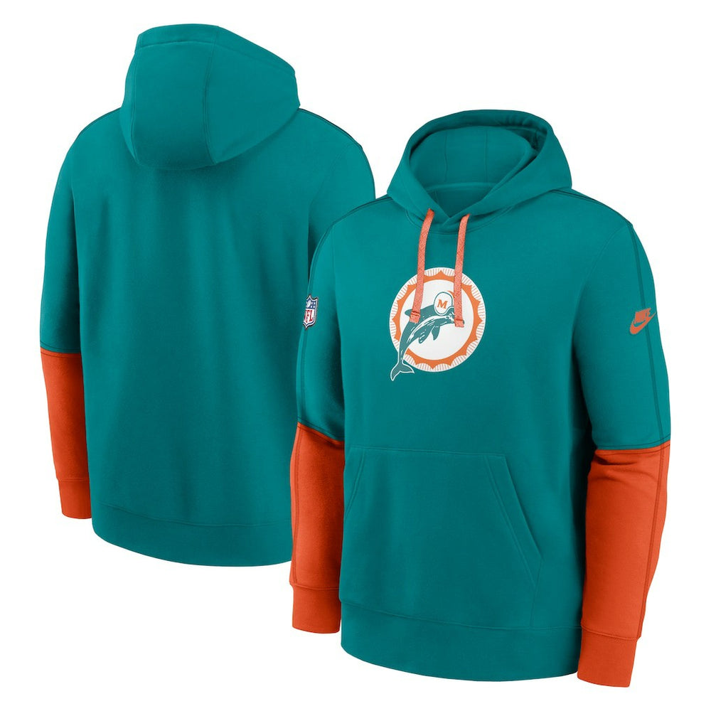 Miami Dolphins Throwback Logo Club Tri-Blend Pullover Hoodie - Aqua | Nike online