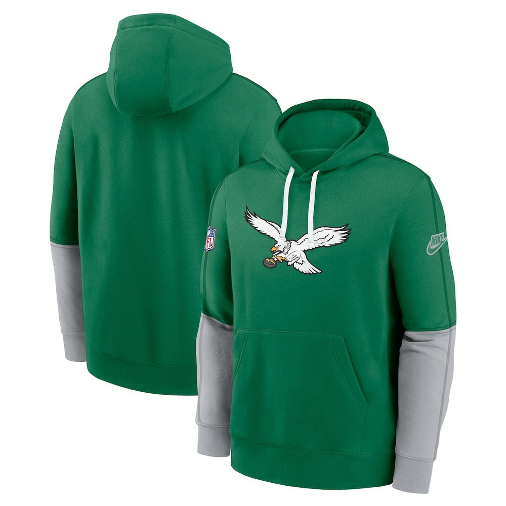 Philadelphia Eagles Throwback Logo Club Tri-Blend Pullover Hoodie - Kelly Green | Nike cheap