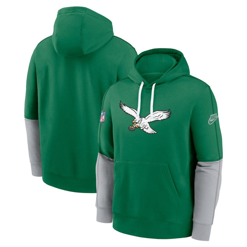 Philadelphia Eagles Throwback Logo Club Tri-Blend Pullover Hoodie - Kelly Green | Nike cheap