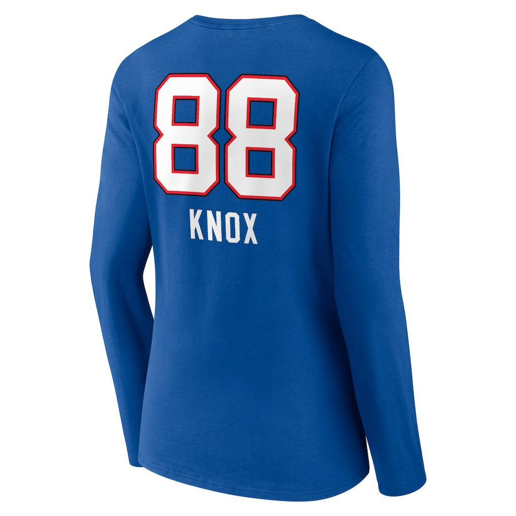 Dawson Knox Buffalo Bills Women's Team Wordmark Player Name & Number Long Sleeve V-Neck T-Shirt - Royal discount