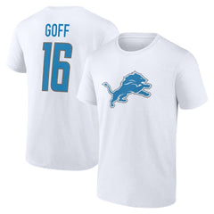 Jared Goff Detroit Lions Icon Player Name & Number T-Shirt - White outlet
