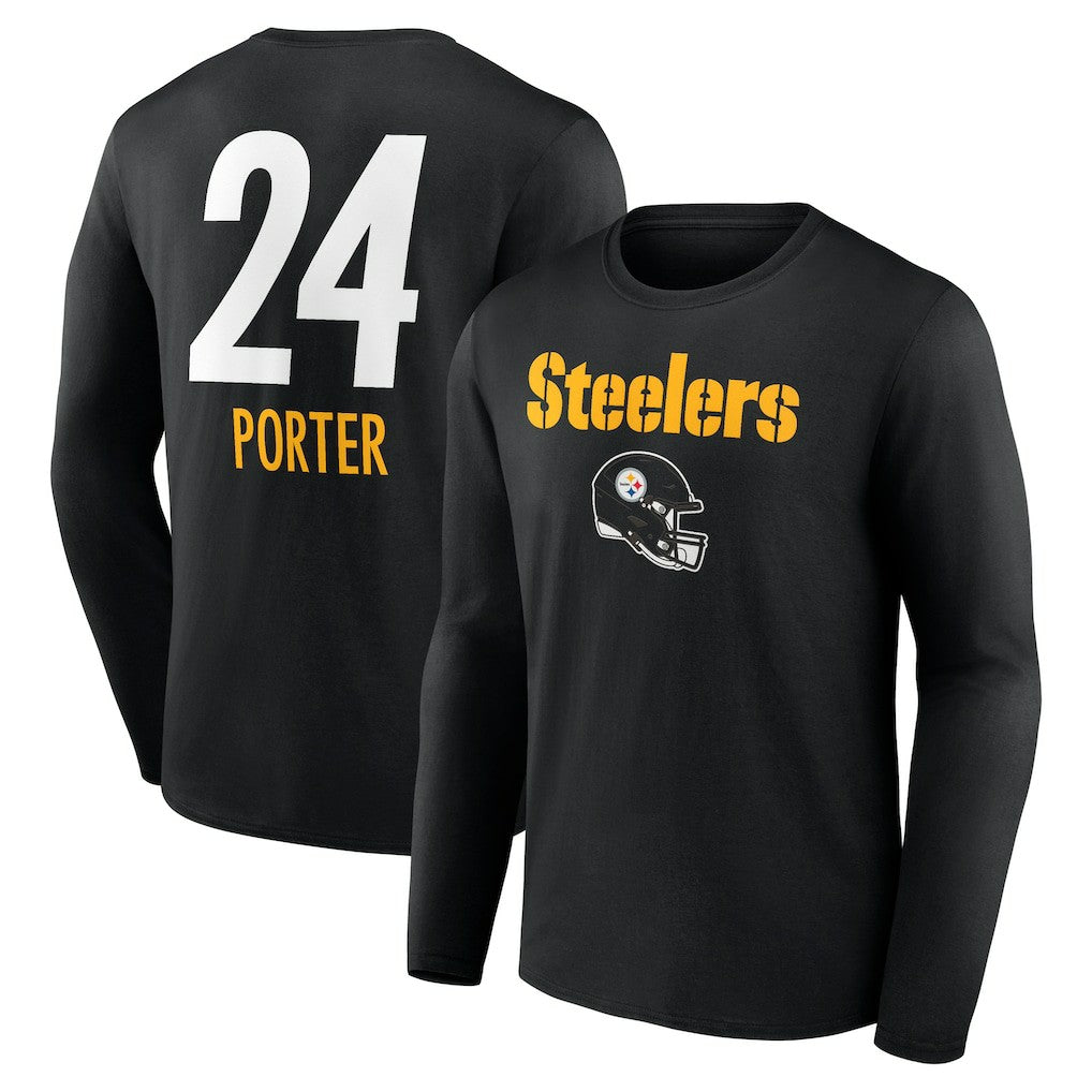 Joey Porter Jr. Pittsburgh Steelers Team Wordmark Player Name & Number Long Sleeve T-Shirt - Black discount