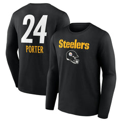 Joey Porter Jr. Pittsburgh Steelers Team Wordmark Player Name & Number Long Sleeve T-Shirt - Black discount
