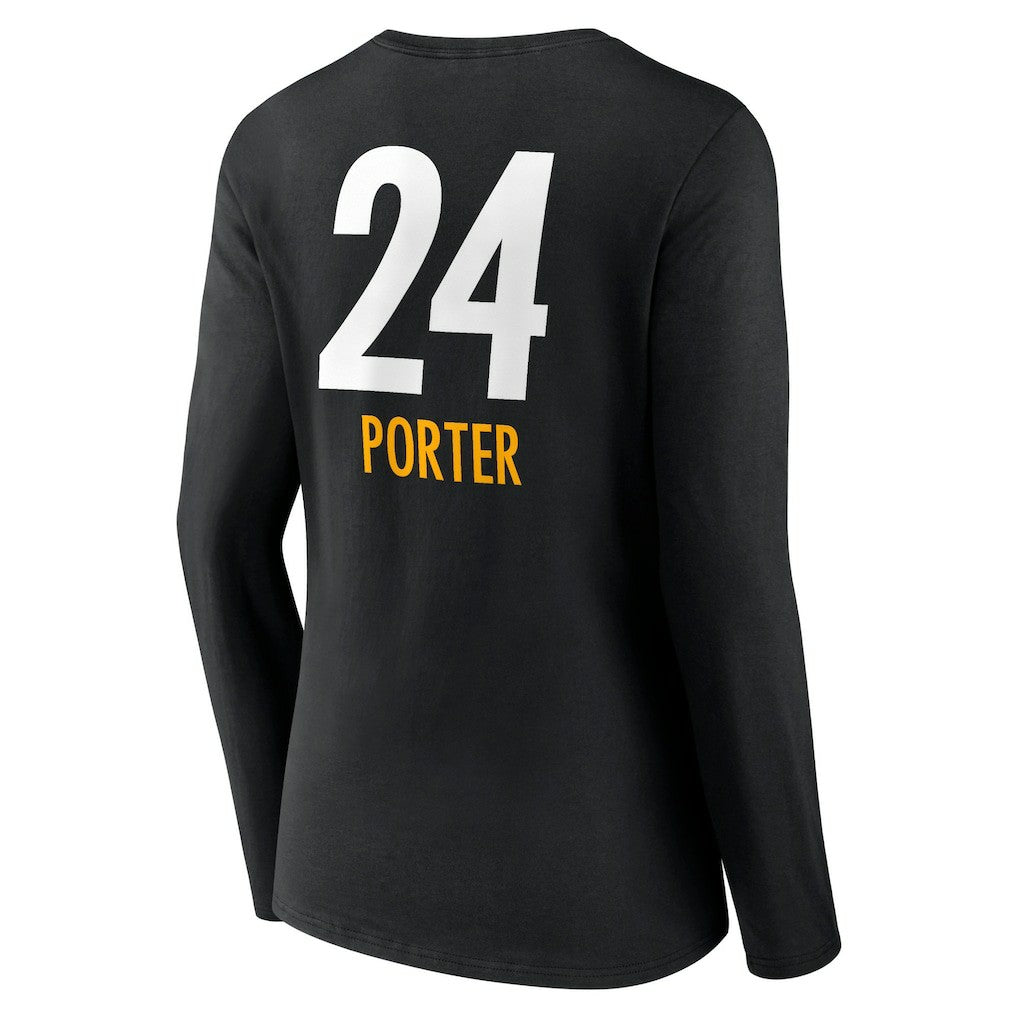 Joey Porter Jr. Pittsburgh Steelers Women's Team Wordmark Player Name & Number Long Sleeve V-Neck T-Shirt - Black online
