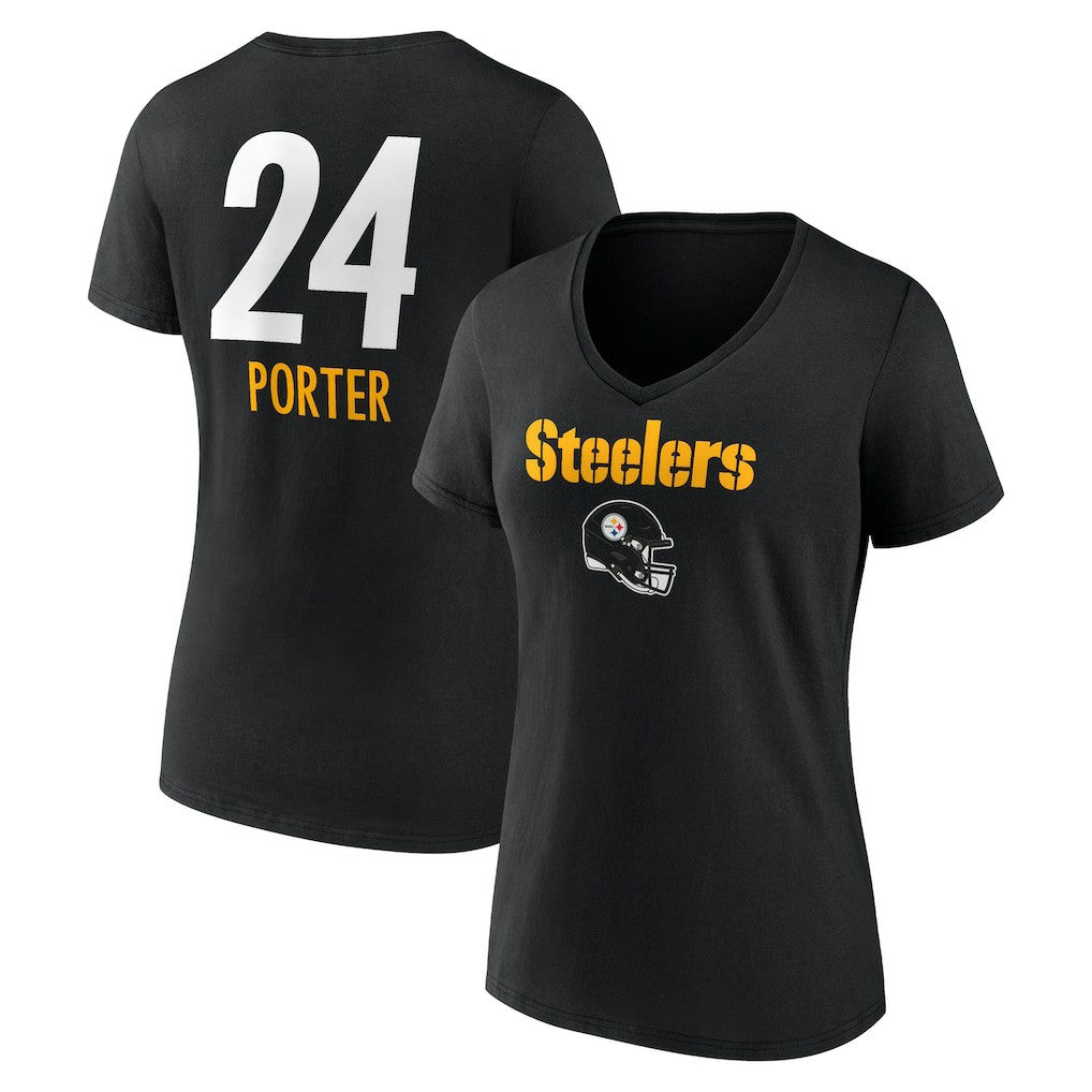 Joey Porter Jr. Pittsburgh Steelers Women's Team Wordmark Player Name & Number V-Neck T-Shirt - Black on sale