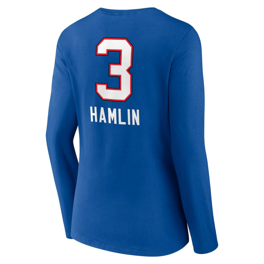 Damar Hamlin Buffalo Bills Women's Team Wordmark Player Name & Number Long Sleeve V-Neck T-Shirt - Royal for sale