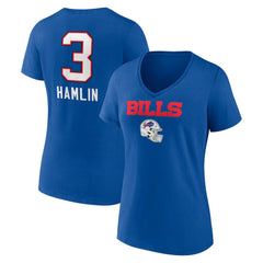 Damar Hamlin Buffalo Bills Women's Team Wordmark Player Name & Number V-Neck T-Shirt - Royal sale