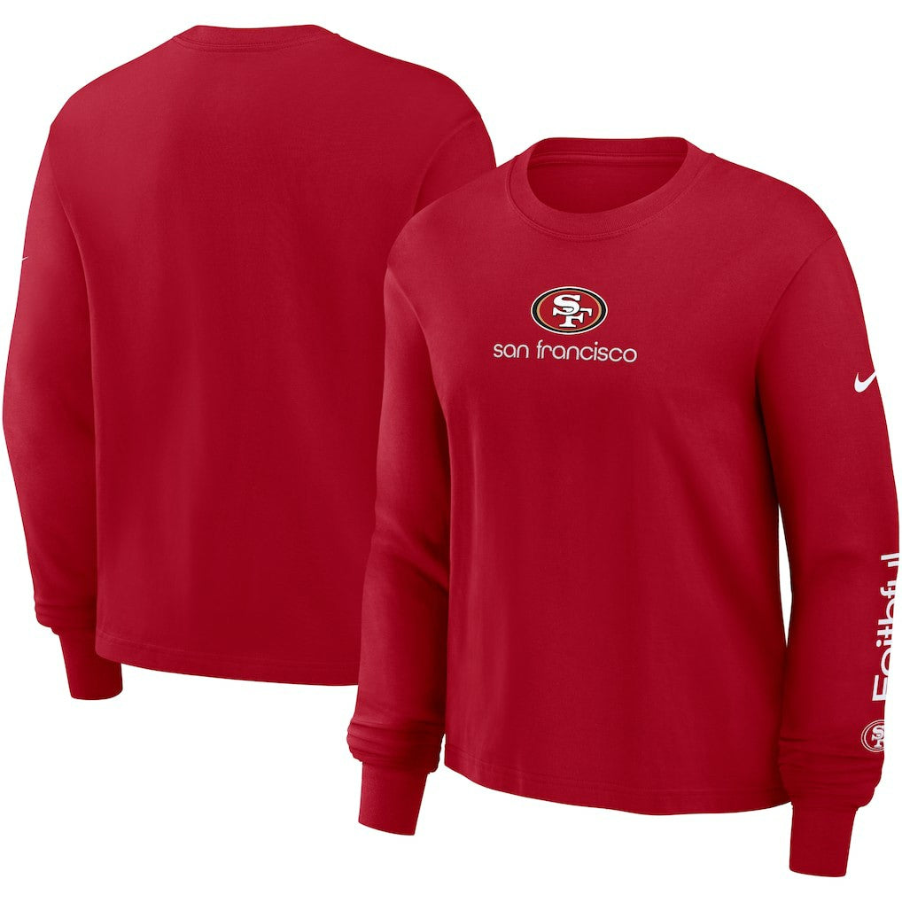 San Francisco 49ers Women's Boxy Long Sleeve T-Shirt - Scarlet | Nike outlet