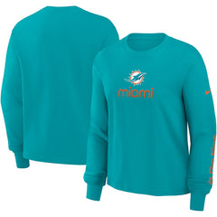 Miami Dolphins Women's Boxy Long Sleeve T-Shirt - Aqua | Nike discount