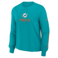 Miami Dolphins Women's Boxy Long Sleeve T-Shirt - Aqua | Nike discount