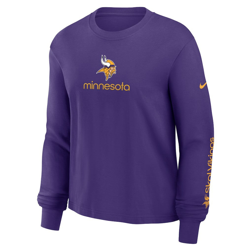 Minnesota Vikings Women's Boxy Long Sleeve T-Shirt - Purple | Nike for sale