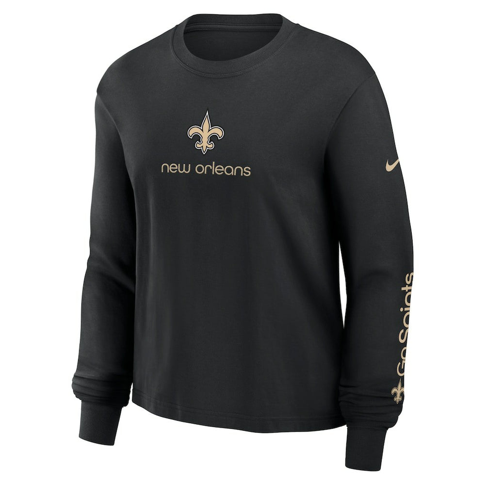 New Orleans Saints Women's Boxy Long Sleeve T-Shirt - Black | Nike outlet