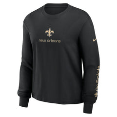 New Orleans Saints Women's Boxy Long Sleeve T-Shirt - Black | Nike outlet