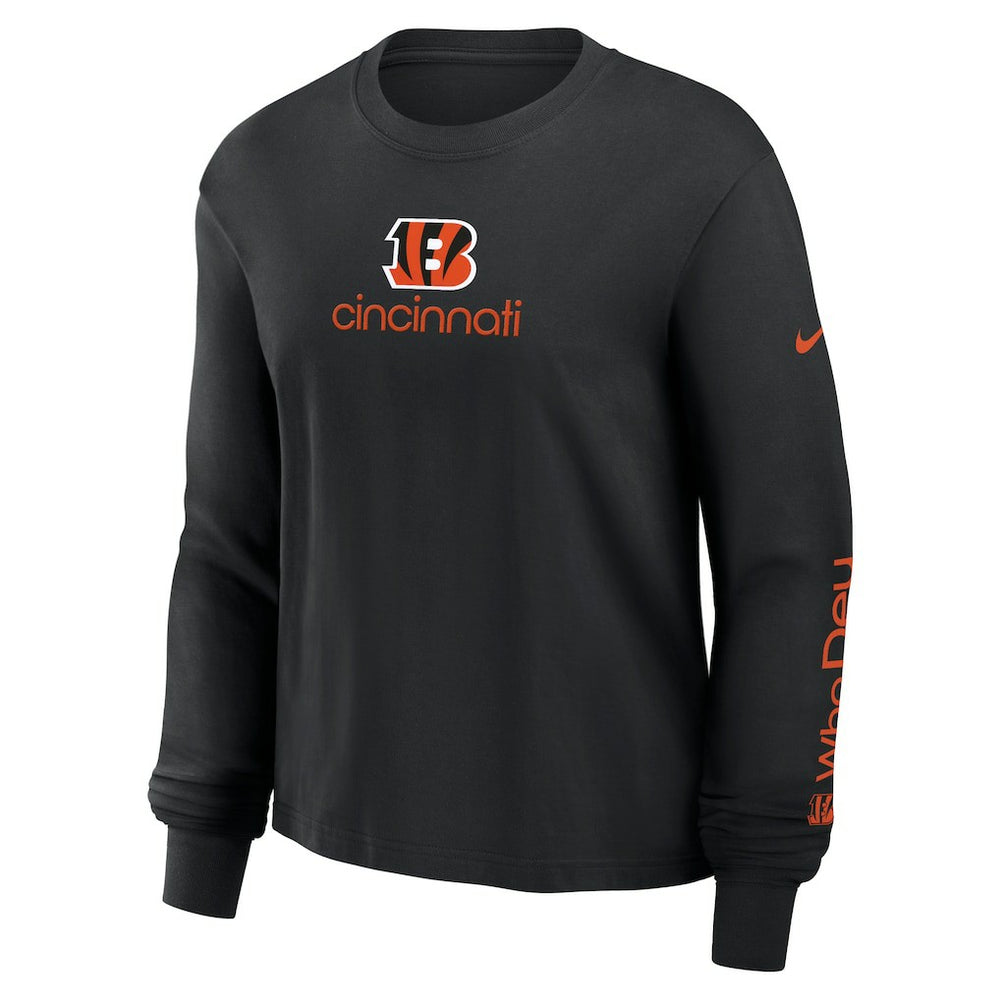 Cincinnati Bengals Women's Boxy Long Sleeve T-Shirt - Black | Nike for sale