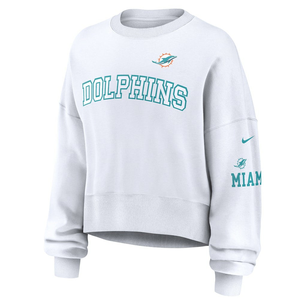 Miami Dolphins Women's Oversized Pullover Sweatshirt - White | Nike outlet