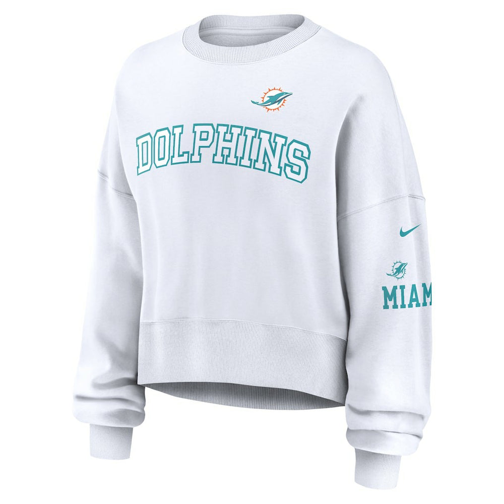 Miami Dolphins Women's Oversized Pullover Sweatshirt - White | Nike outlet