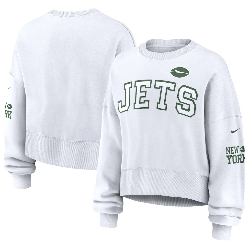 New York Jets Women's Oversized Pullover Sweatshirt - White | Nike cheap