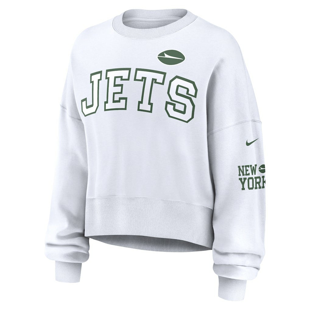 New York Jets Women's Oversized Pullover Sweatshirt - White | Nike cheap