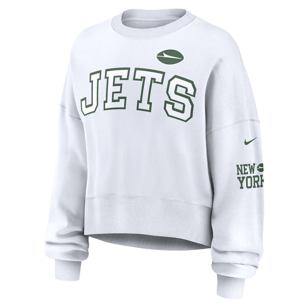 New York Jets Women's Oversized Pullover Sweatshirt - White | Nike cheap