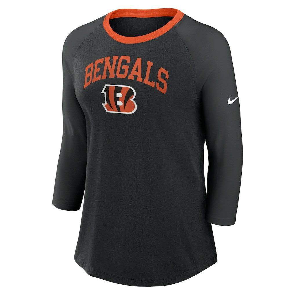Cincinnati Bengals Women's 3/4 Sleeve Raglan Fashion Top - Black | Nike cheap