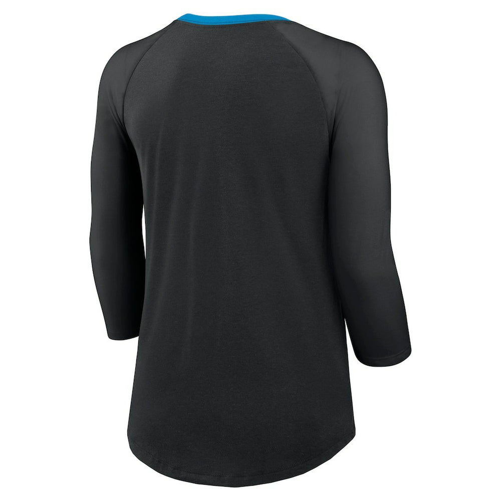 Carolina Panthers Women's 3/4 Sleeve Raglan Fashion Top - Black | Nike for sale