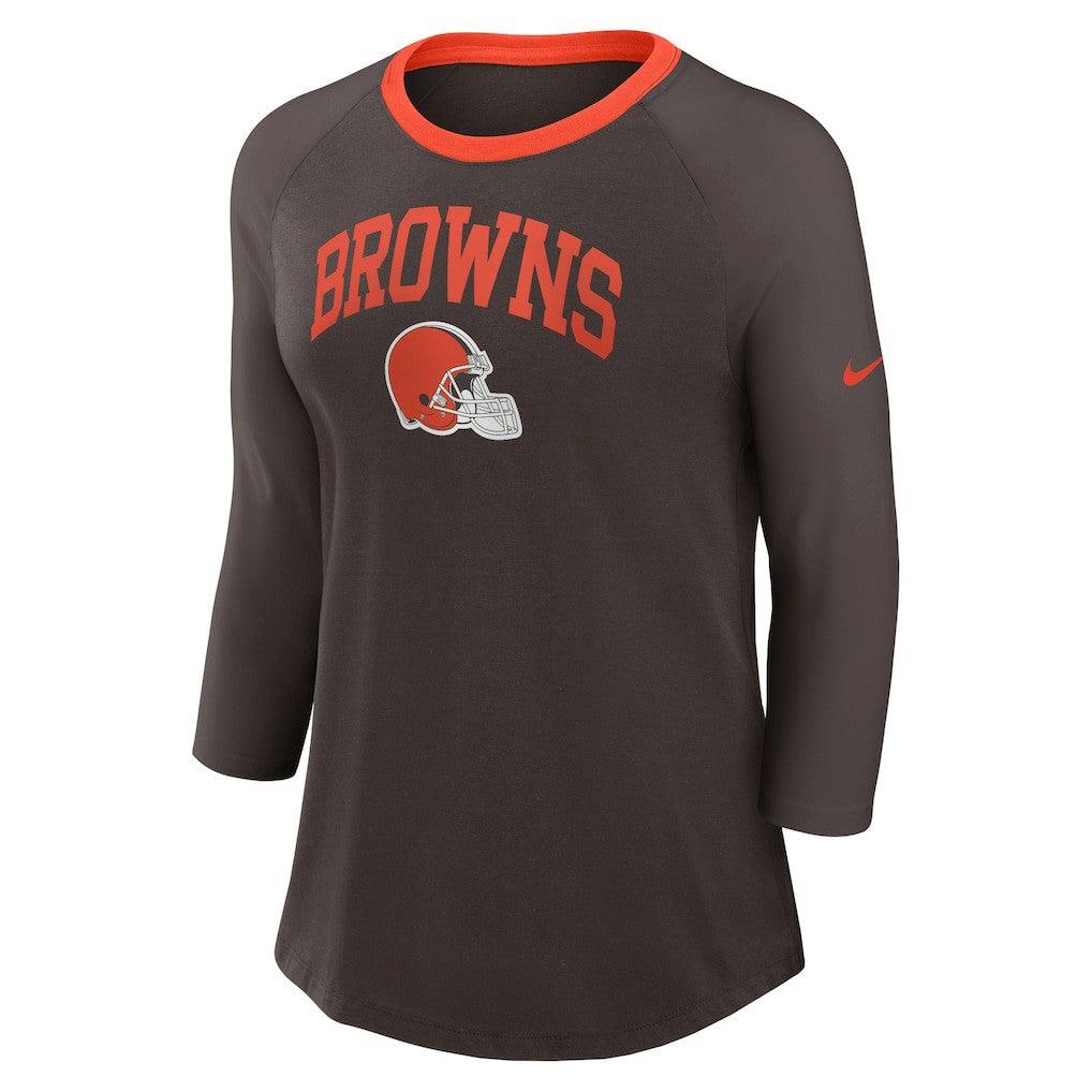 Cleveland Browns Women's 3/4 Sleeve Raglan Fashion Top - Brown | Nike outlet