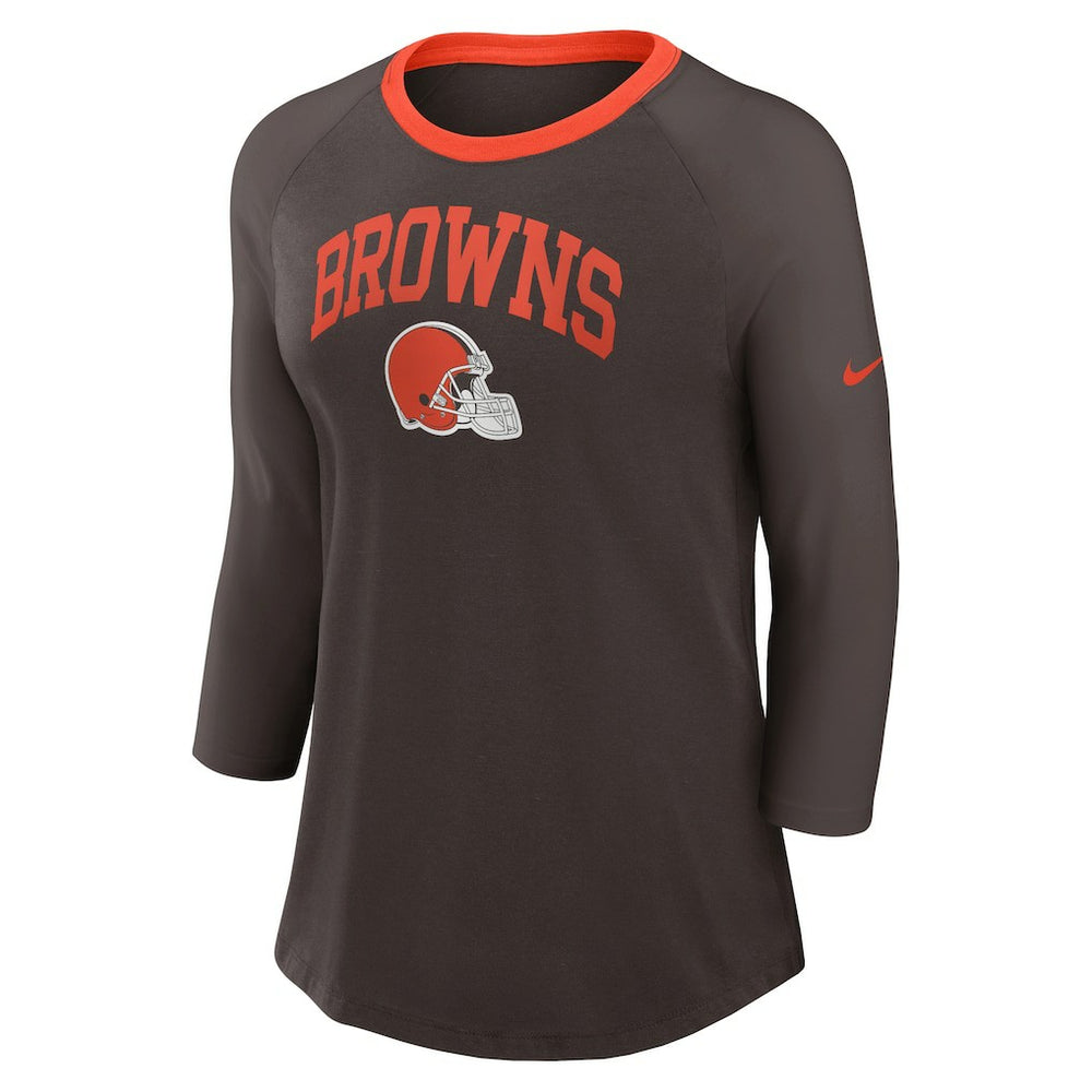 Cleveland Browns Women's 3/4 Sleeve Raglan Fashion Top - Brown | Nike outlet
