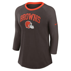 Cleveland Browns Women's 3/4 Sleeve Raglan Fashion Top - Brown | Nike outlet
