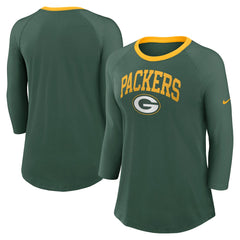 Green Bay Packers Women's 3/4 Sleeve Raglan Fashion Top - Green | Nike discount