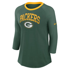 Green Bay Packers Women's 3/4 Sleeve Raglan Fashion Top - Green | Nike discount