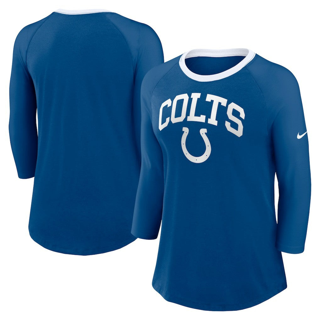 Indianapolis Colts Women's 3/4 Sleeve Raglan Fashion Top - Royal | Nike for sale