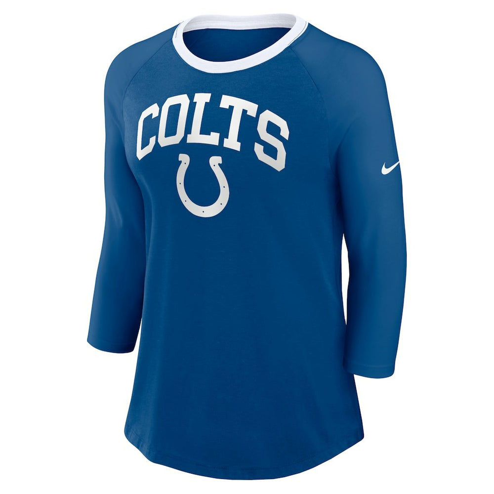 Indianapolis Colts Women's 3/4 Sleeve Raglan Fashion Top - Royal | Nike for sale