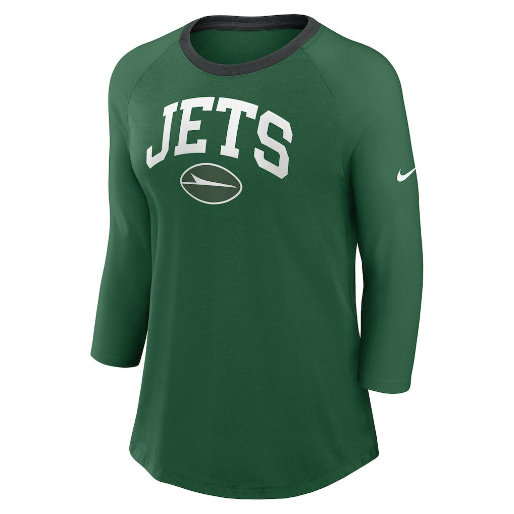 New York Jets Women's 3/4 Sleeve Raglan Fashion Top - Green | Nike cheap