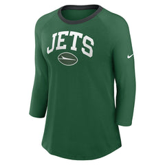 New York Jets Women's 3/4 Sleeve Raglan Fashion Top - Green | Nike cheap
