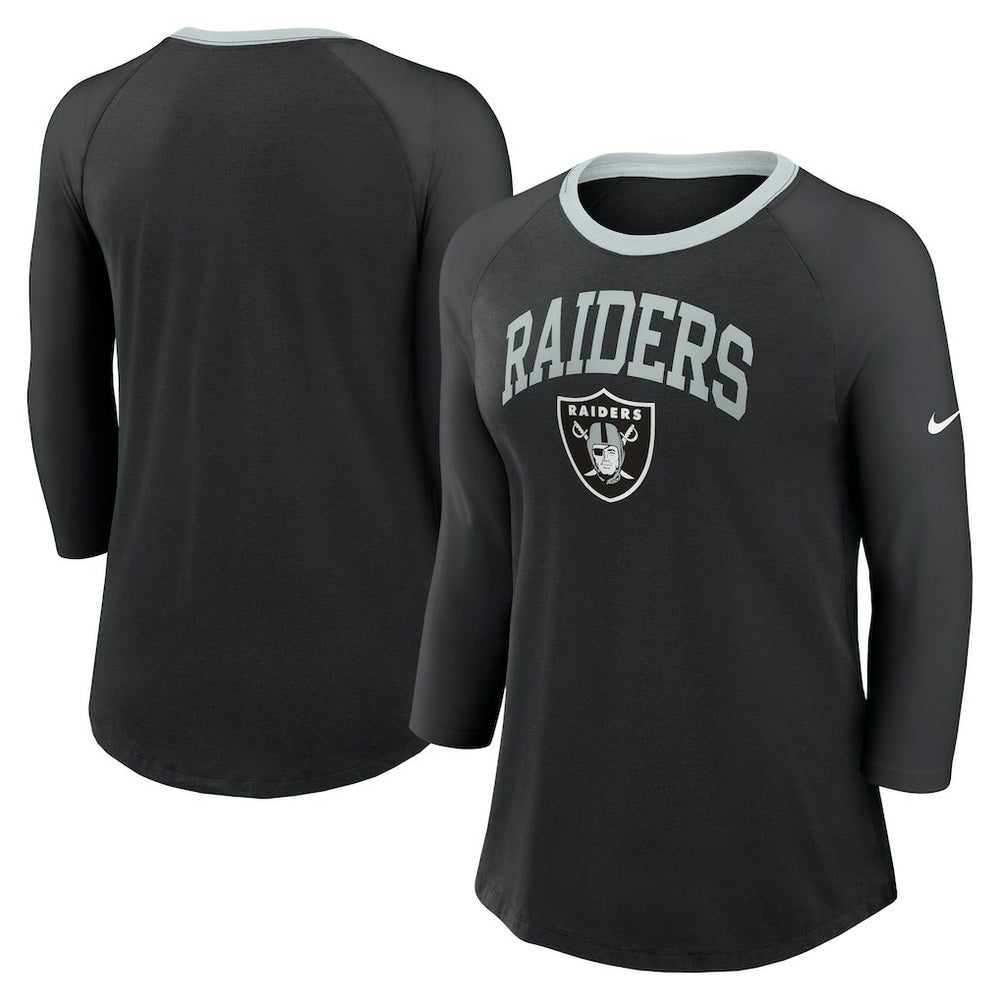 Las Vegas Raiders Women's 3/4 Sleeve Raglan Fashion Top - Black | Nike outlet