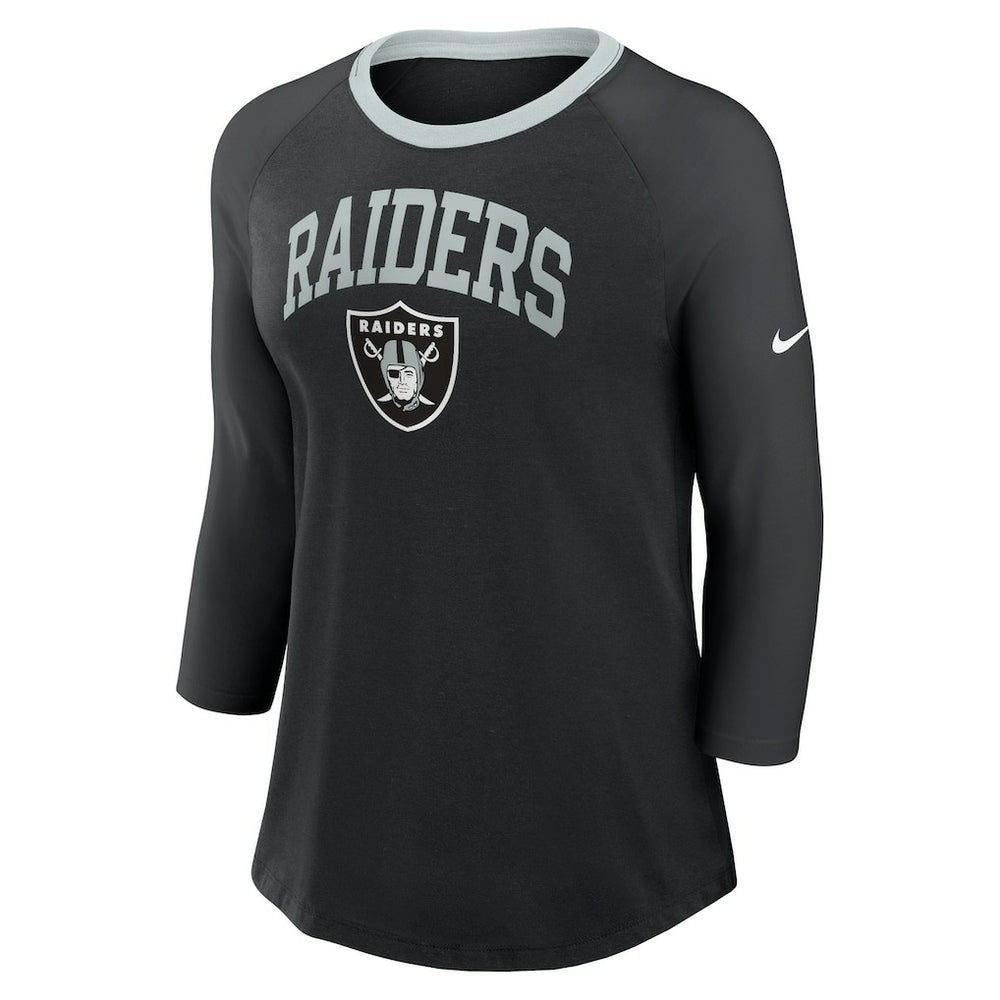 Las Vegas Raiders Women's 3/4 Sleeve Raglan Fashion Top - Black | Nike outlet