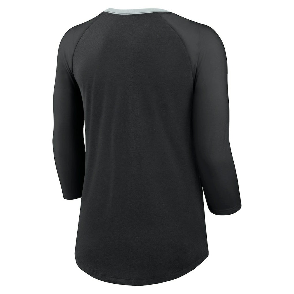 Las Vegas Raiders Women's 3/4 Sleeve Raglan Fashion Top - Black | Nike outlet