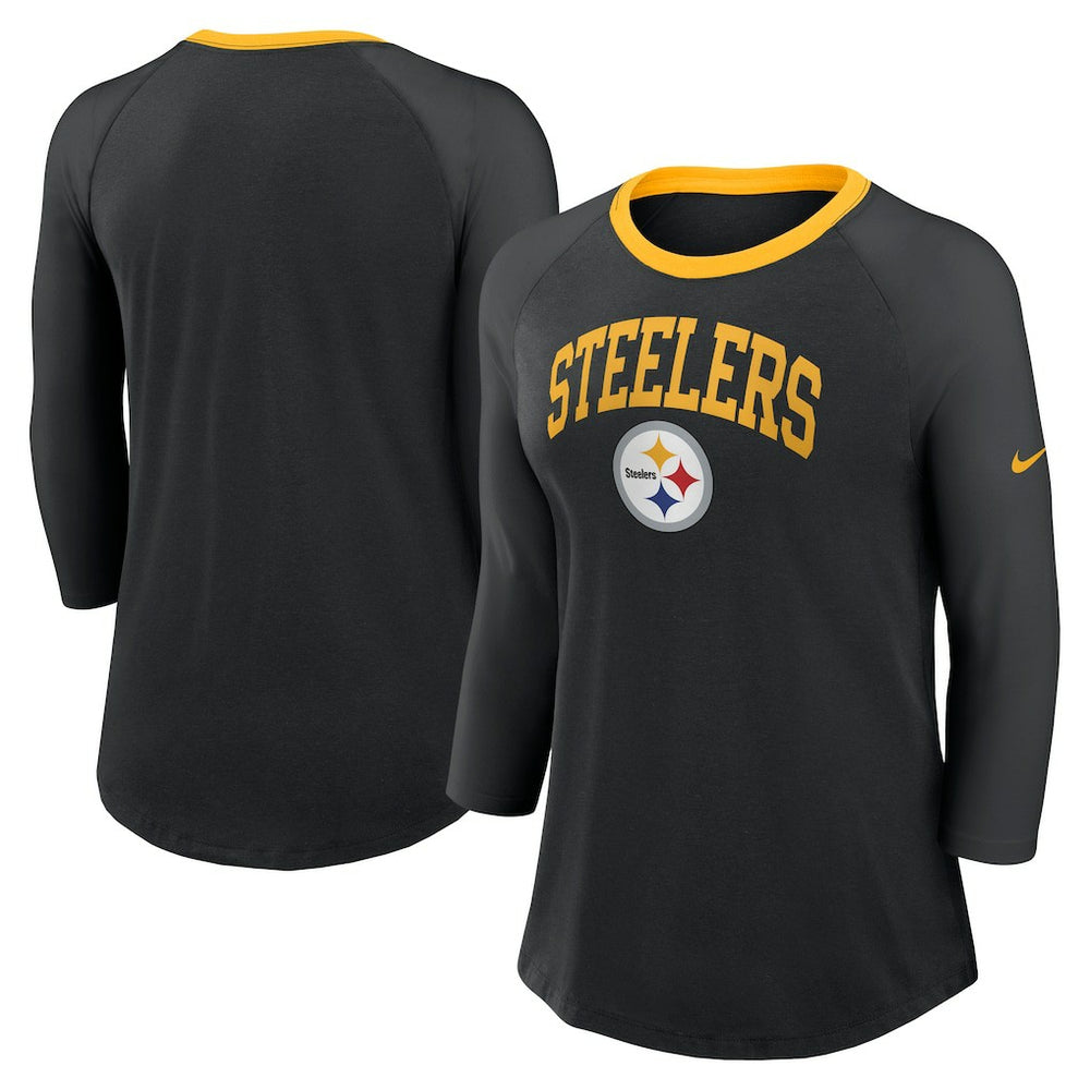 Pittsburgh Steelers Women's 3/4 Sleeve Raglan Fashion Top - Black | Nike sale