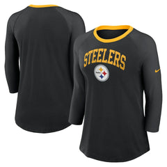 Pittsburgh Steelers Women's 3/4 Sleeve Raglan Fashion Top - Black | Nike sale