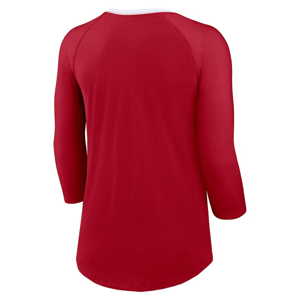 San Francisco 49ers Women's 3/4 Sleeve Raglan Fashion Top - Scarlet | Nike for sale